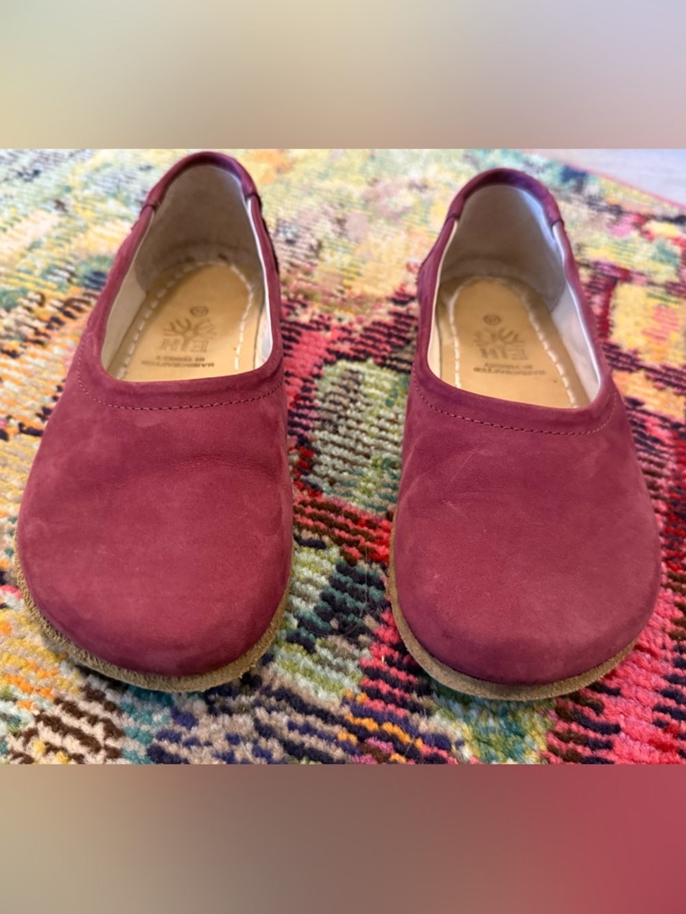 Newish Earthing Harmony Grounding Nubuck Burgundy Barefoot Ballet Flats 37 - Picture 3 of 6